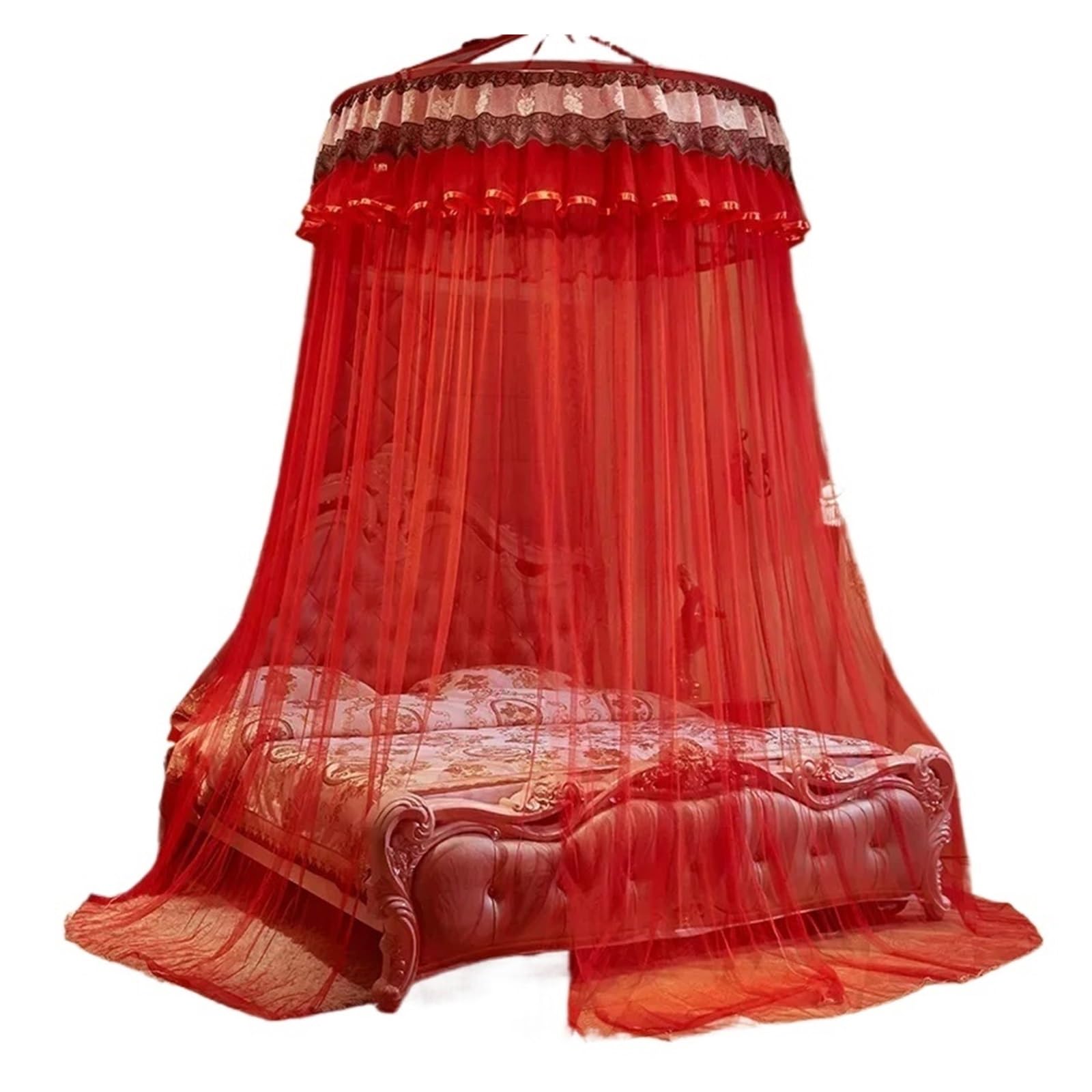 Baldacchino e Zanzariera da Letto Tenda a cupola rotonda romantica con zanzariera a da palazzo 1-2 m(Color 1,1.8m (6 feet) bed)