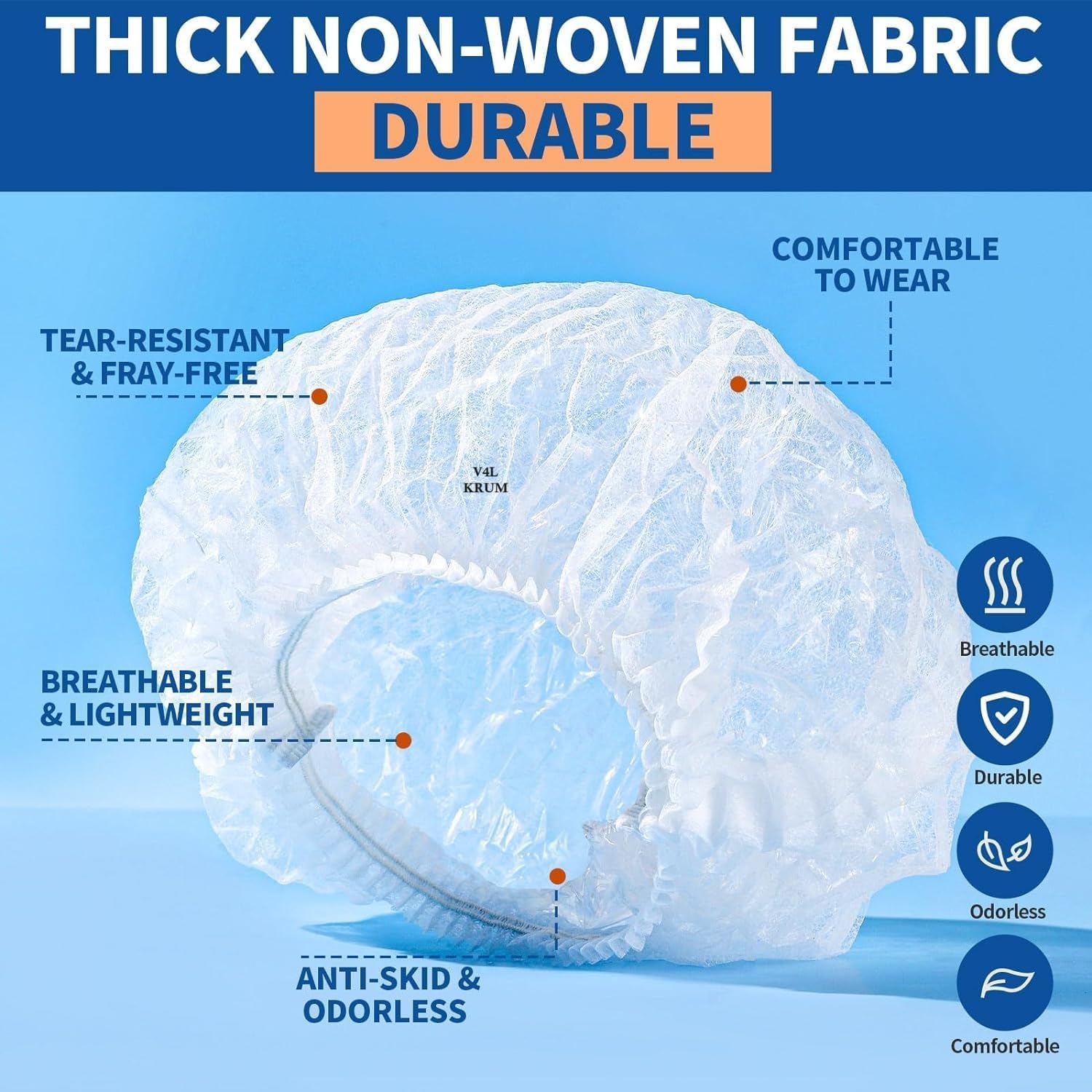 Rudra Premium Disposable Bouffant Caps (Pack of 200) - White Non-Woven Hair Cover Net with Smart Elastic Band for Kitchen, Cooking, Salons, Spa & Food Service | 18-Inch Universal Unisex Fit 1
