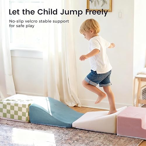 Miniatura 3 de Tiny Land Bloques de escalada de espuma suave para niños pequeños, 6 piezas de bloques de escalada de espuma para bebés, juguetes de escalada en el