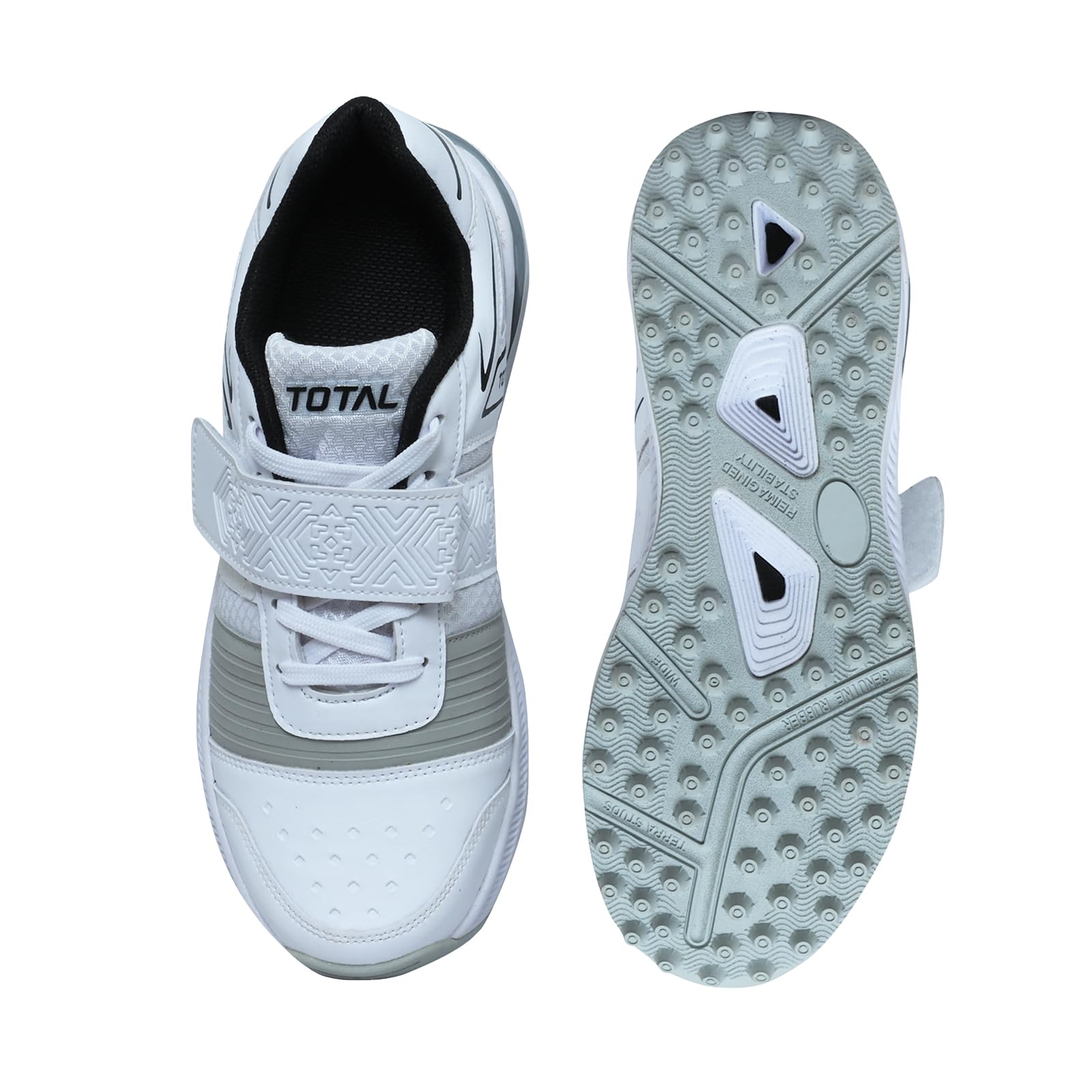 total mrk-player cricket shoes for men & boys velcro + lace closure rubber spike sole lightweight, breathable mesh superior grip & stability for practice & turf matches
