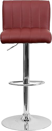 Miniatura 41 de Flash Furniture Taburete de bar de altura ajustable de vinilo acolchado gris contemporáneo con brazos y base cromada Gris,Marrón,Negro