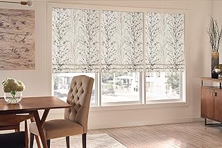 Roman Shades Blackout Window Shades, Plum Blossom Lined Custom Floral Roman Shades Blinds for Windows, Doors, French Doors, Kitchen Windows
