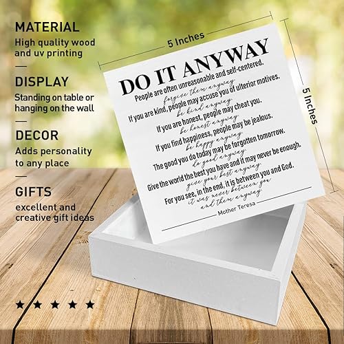 Miniatura 2 de Caja de madera para oficina en casa, decoración de escritorio con citas inspiradoras para mujeres, hombres, estudiantes, terapeuta, oficina, aula,