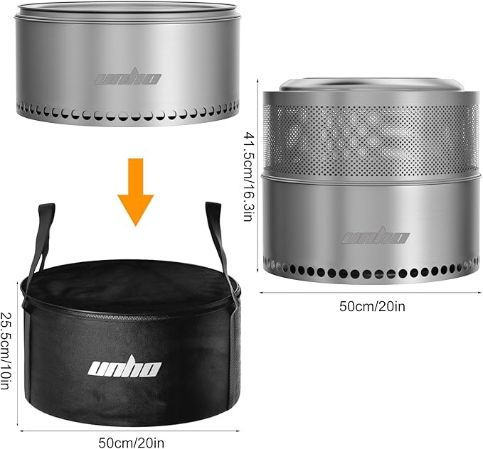 Unho Brasero Sin Humo 20 Pulgadas Acero Inoxidable Portátil Exterior miniatura 3