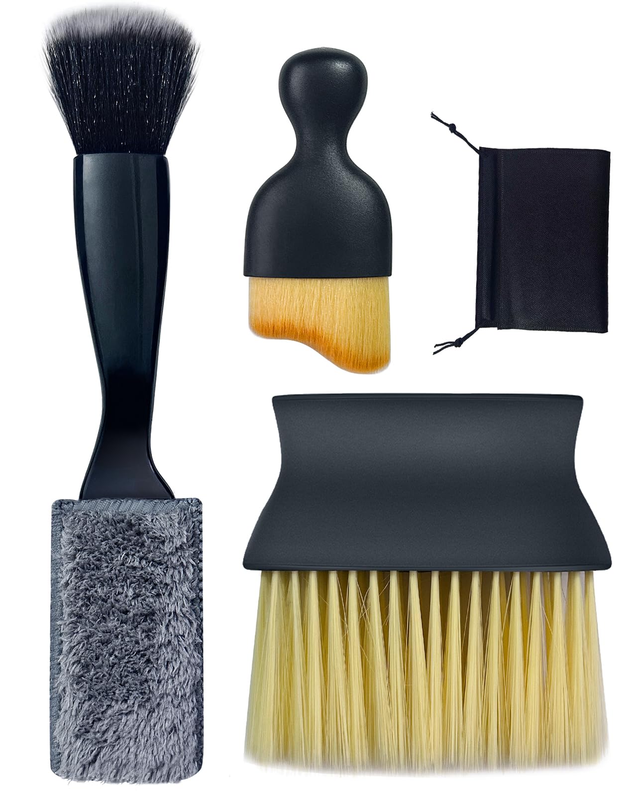 Car Detailing Brush Set, Ultra Soft Boars Hair Car Interior Detailing Brushes, Car Interior Detailing Kit, Car Cleaning Gel Supplies Kit, Car Dust