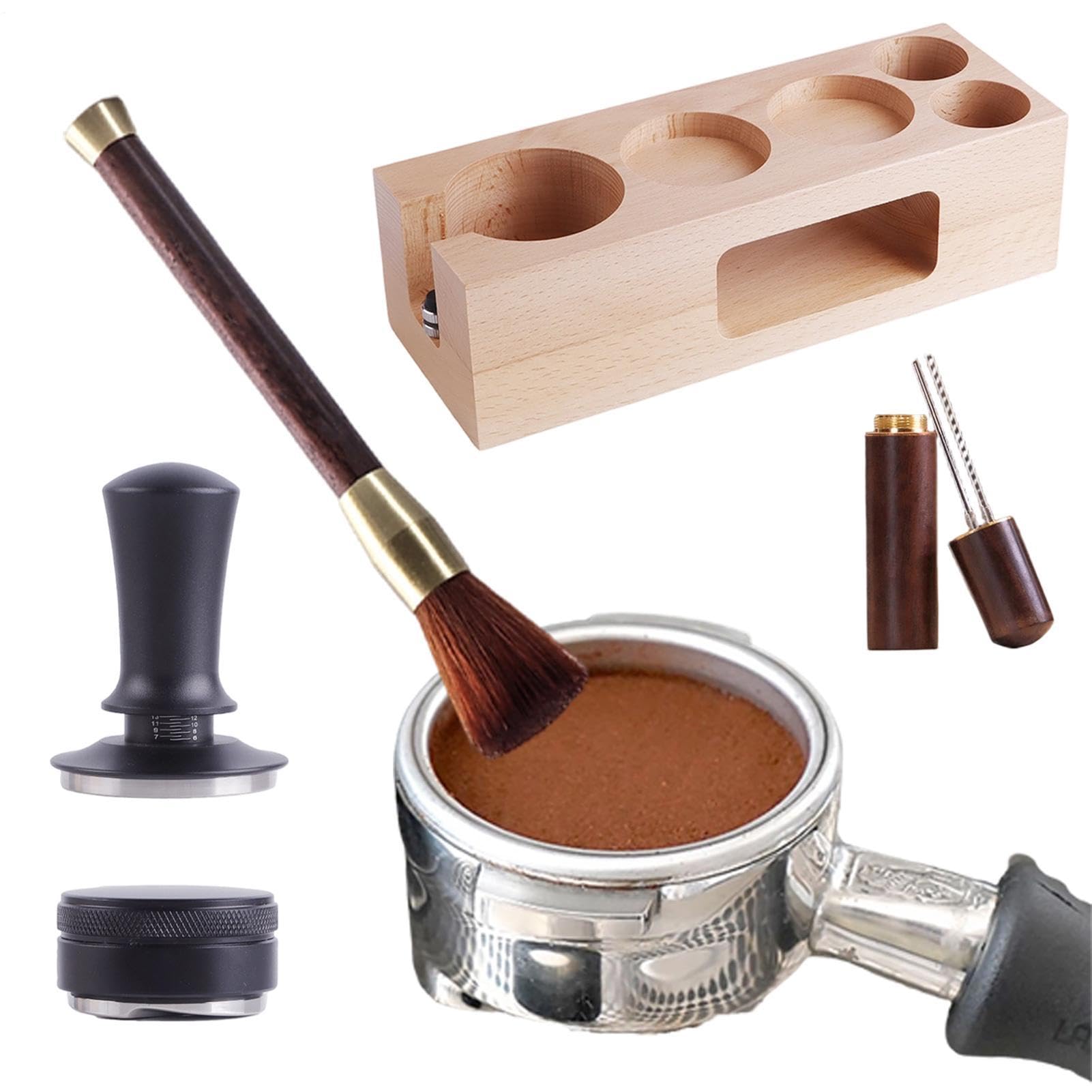 Juego De Apisonado De Café Juego de 5 Piezas Antideslizante Universal para | Kit De Accesorios Para El Distribuidor De Café para hogar estudio barra mostrador tienda oficina y cafeter