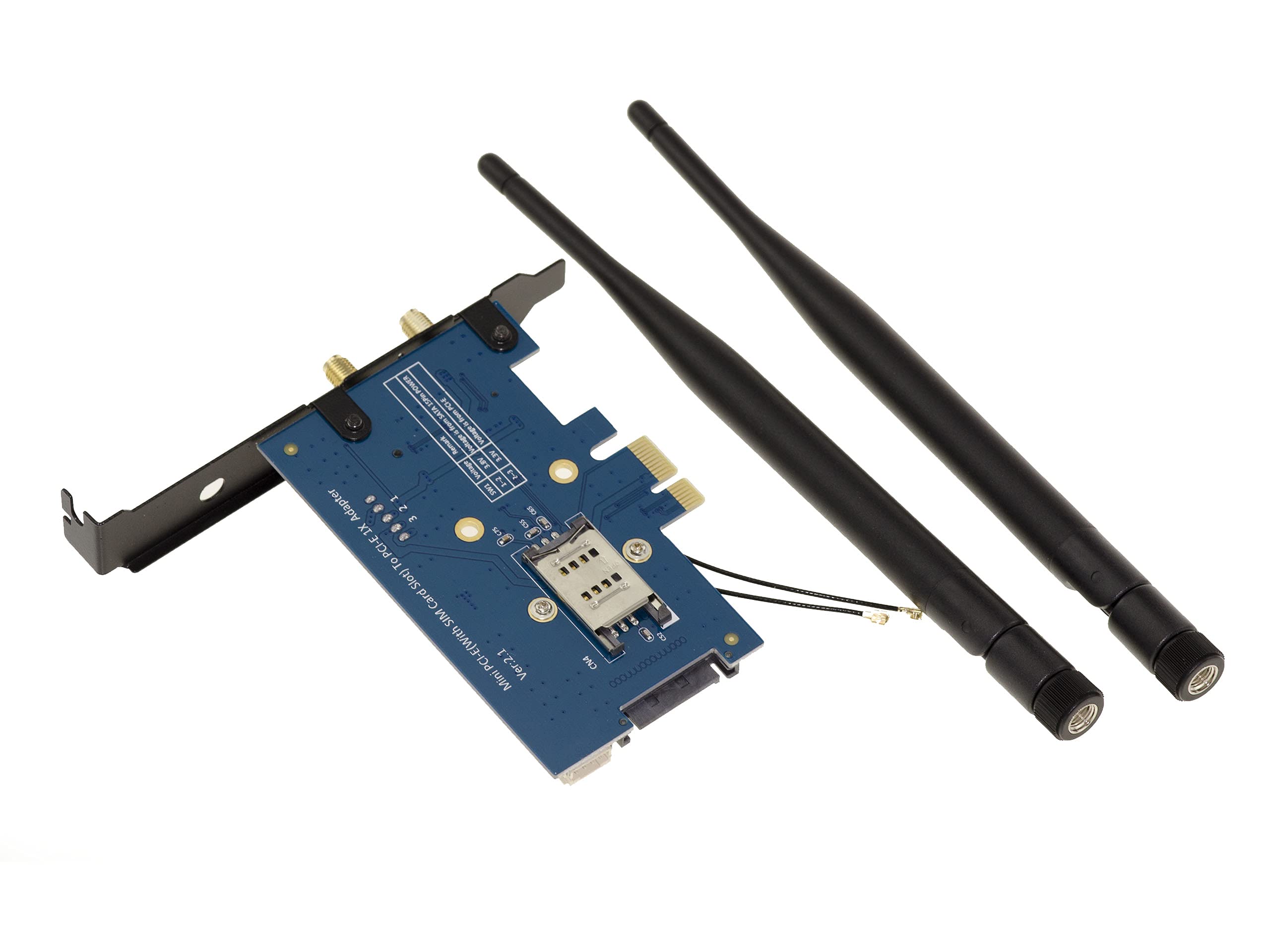 KALEA-INFORMATIQUE Controlador PCIe para Tarjeta Mini PCI Express (MiniPCIe mPCIe) WiFi o Bluetooth con Lector de Tarjetas SIM