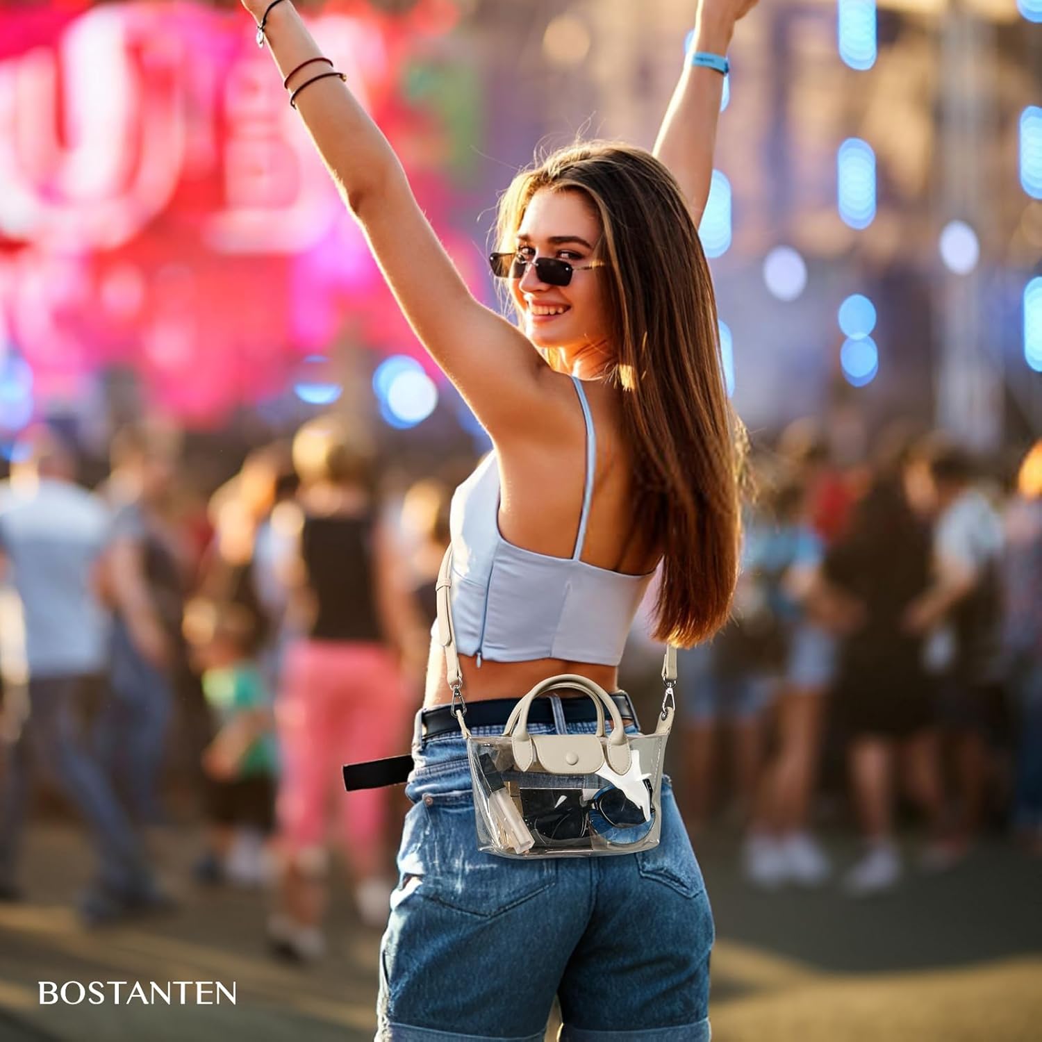 BOSTANTEN Clear Bag for Stadium Approved Crossbody Purse Handbags for Concerts Sports Events