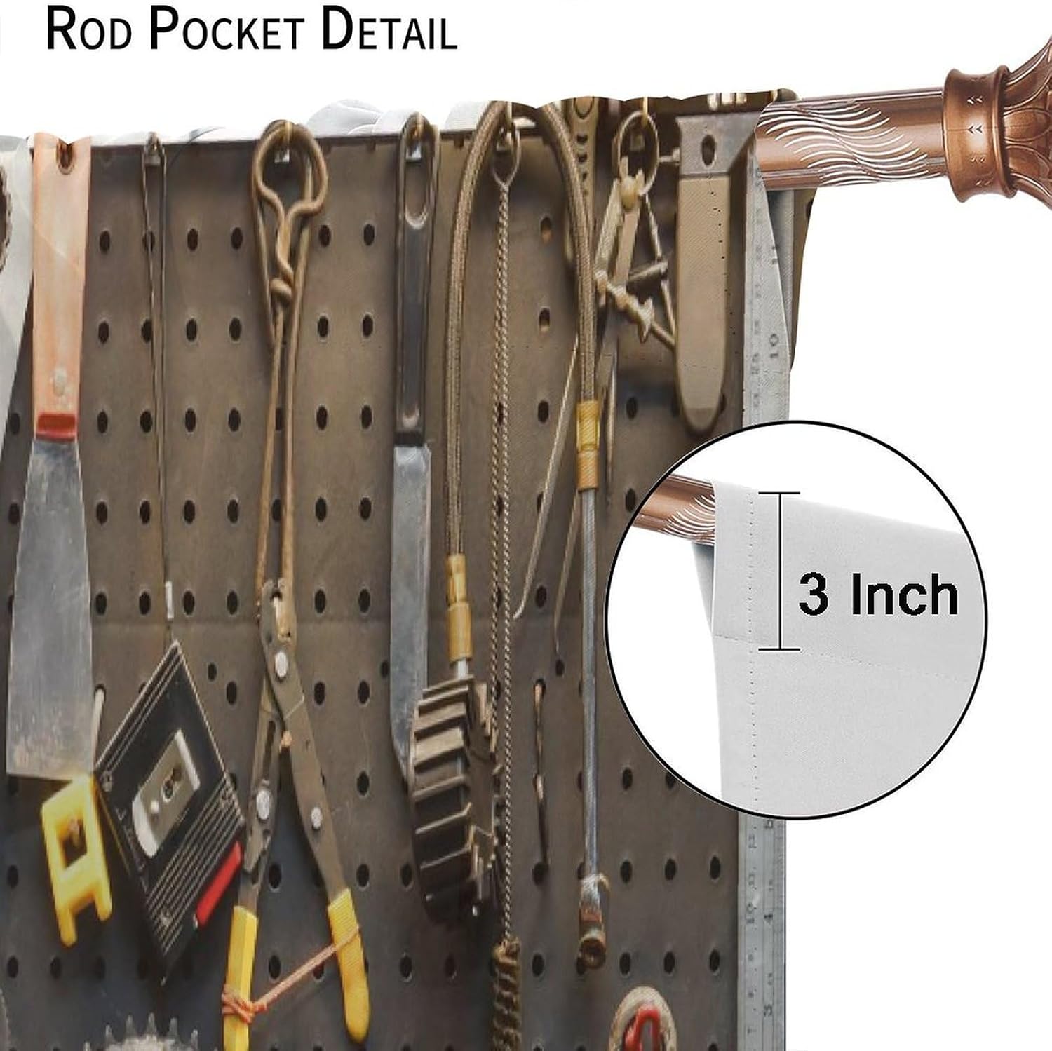 Man Cave Blackout Curtains Vintage Style Tools Wall Tool Shed Workshop Fixing Equipment Curtain with Rod Pocket for Bedroom Home Decor Drapes Window Treatments 2 Panels Set 42x45 Inch