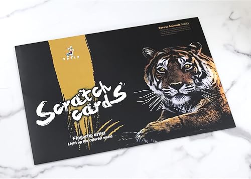 Miniatura 7 de Scratch Art Rainbow Painting Paper Animal - Tigre, manualidades para mujeres, pasatiempos, arte de grabado para niños y adultos, pintura para