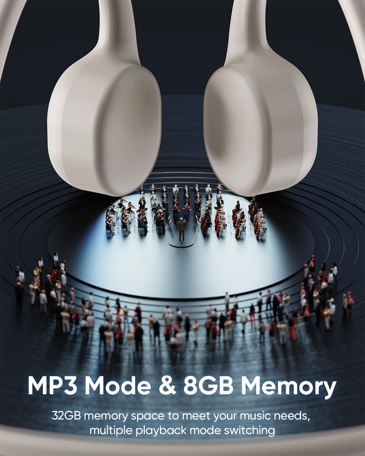 SAMVEK Cuffie a conduzione ossea per nuoto, impermeabilità IP68, con modalità MP3, memoria da 8 GB, Bluetooth 6.1, per ciclismo, fitness