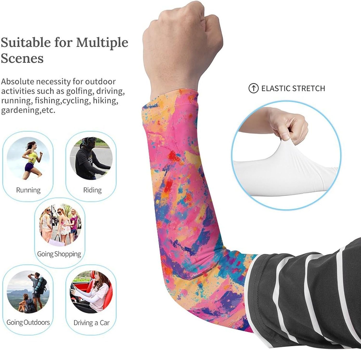 Tie-Dye Terrace Fields Spirals Arm Sleeves Cooling Sun Protection Sports Compression for Golf Basketball