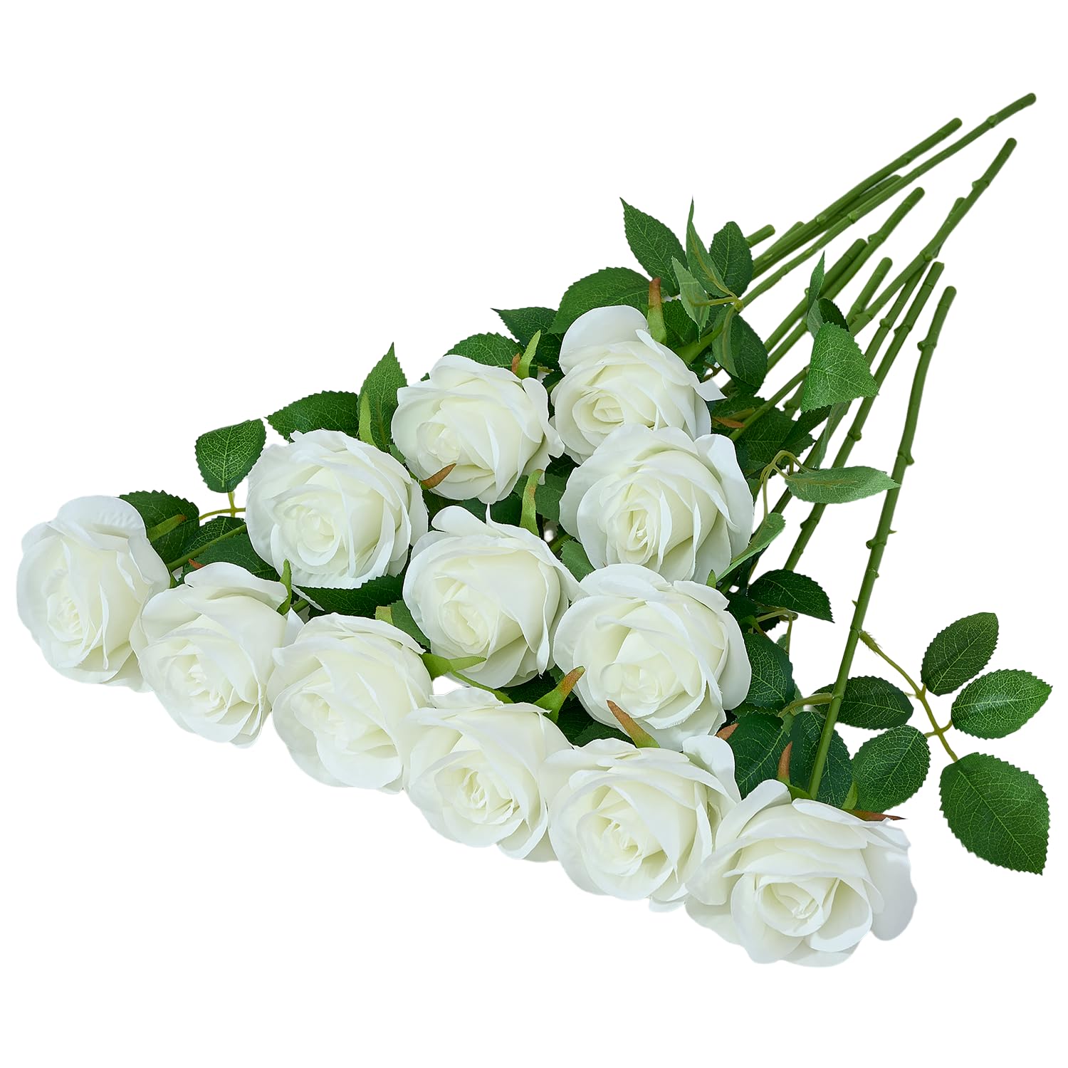 LATRORA 12pcs Ivory Rose Artificial flowers Fake Roses Silk Roses Silk Flowers Rose with Long Stems for Wedding Home Party Centerpieces Decorations