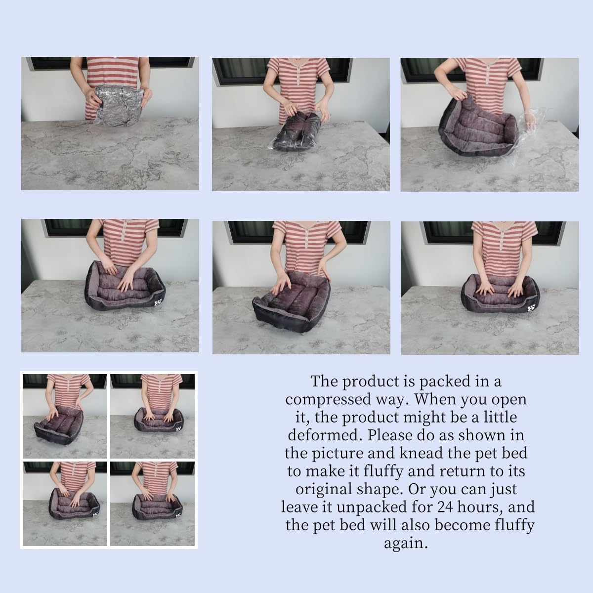 ATEVDO Grey Small Dog Cat Warm Soft Fluffy Bed Comfortable Non-Slip Washable Pet Puppy Cosy Bed 19×15 Inches 4 717WdkQ+p0L. AC SL1200