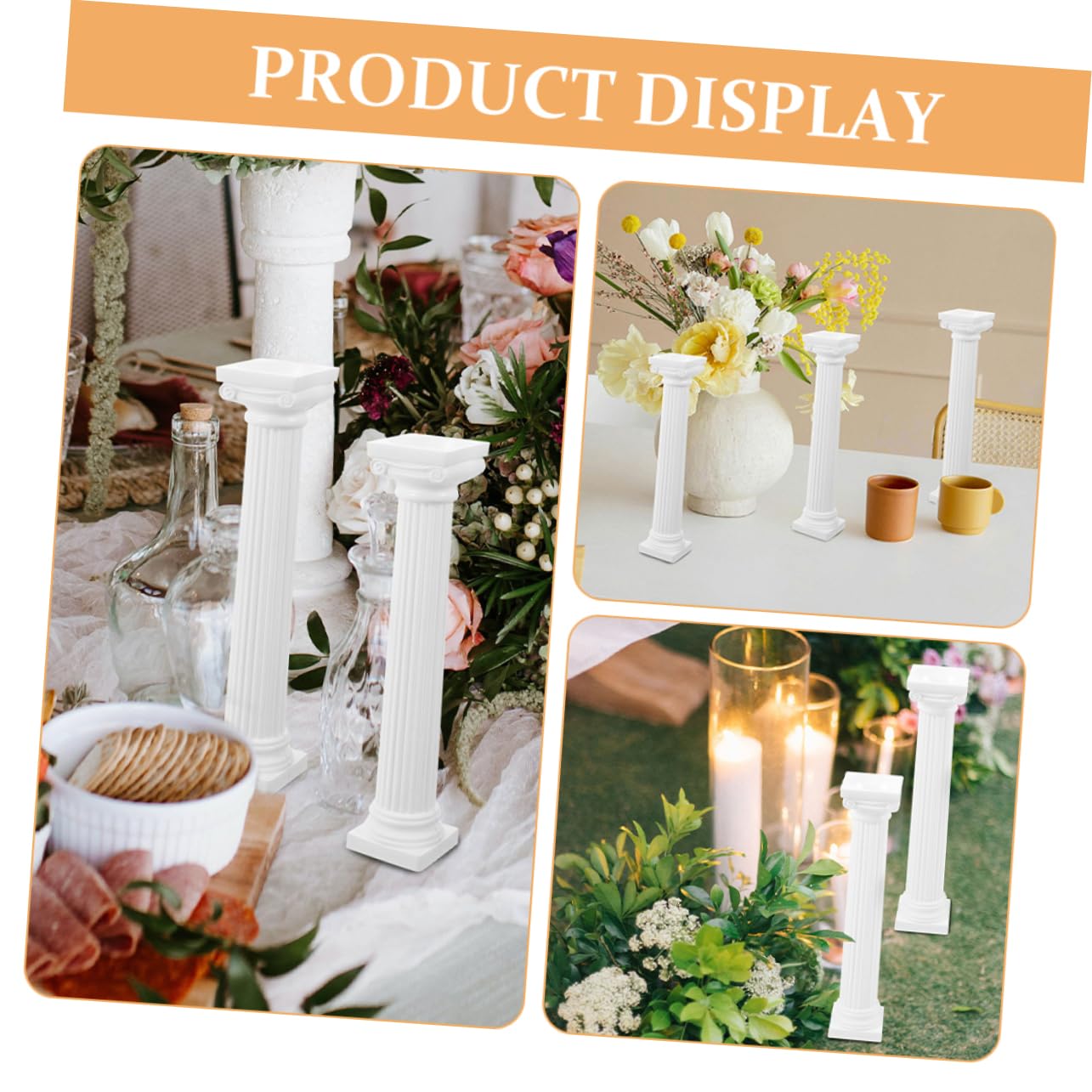 VICASKY 4 Stück Römische Säulen Miniatur - Weiße Harz-Säulen 11cm & 15,5cm Für Deko & Fotos