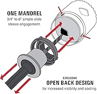 Vista 7 de Disston QUICKCORE - Juego de 13 piezas - sierras de agujero de 3/4", 7/8", 1 1/8", 1-3/8", 1-1/2", 1-3/4", 2", 2 1/8" y 2-1/2" y eje de cambio