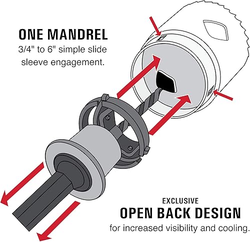 Miniatura 17 de Disston QUICKCORE - Kit de 20 tamaños de sierra bimetálica con agujero de 34 a 6 pulgadas y cenador. 20 tamaños más utilizados. Cortes de madera,