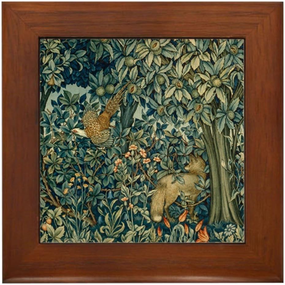 CafePress William Morris Greenery Framed Tile, Decorative Tile Wall Hanging : Home & Kitchen