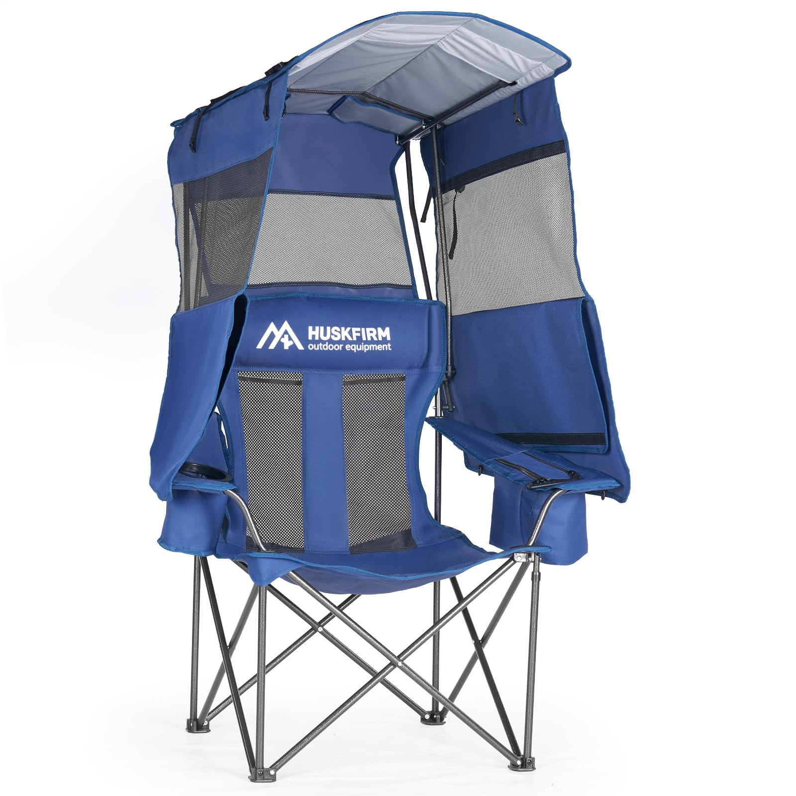 Huskfirm Camping Chair with Canopy Shade in Blue