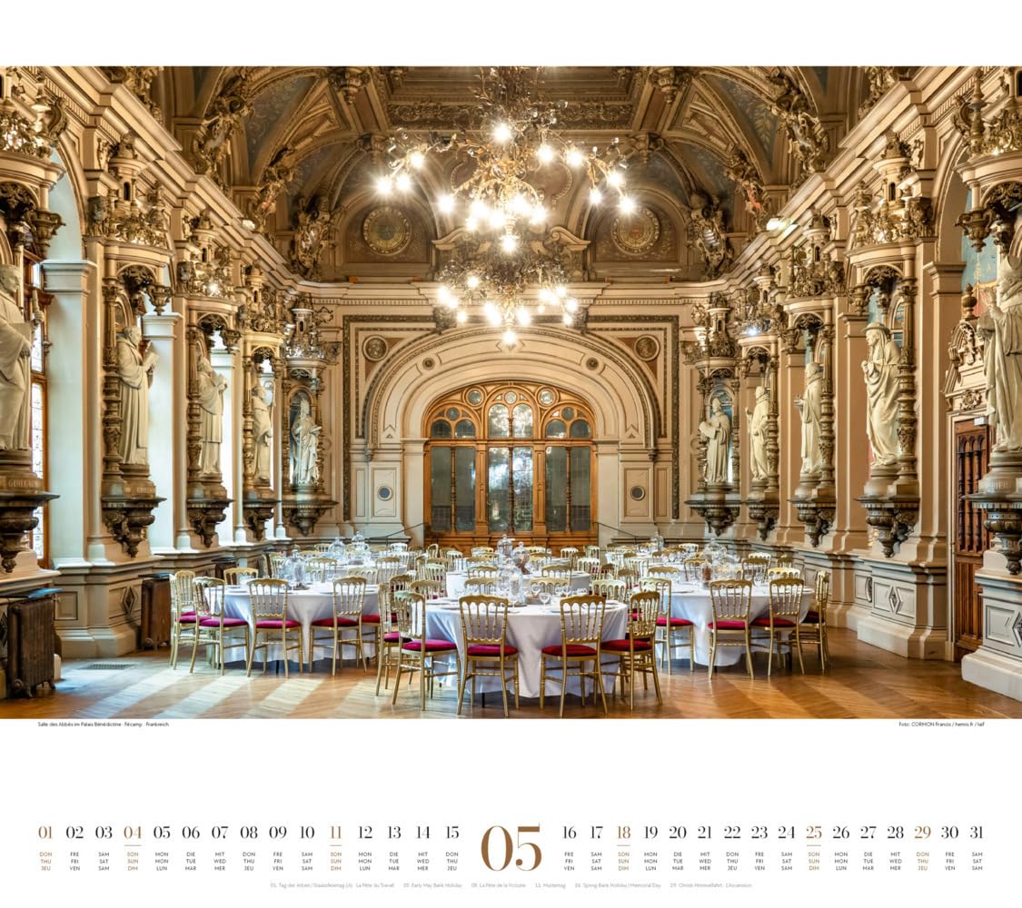 Paläste Kalender 2025, Wandkalender im Querformat (54x48 cm) - Architekturkalender - Schlösser - Adel - Könige und Königinnen