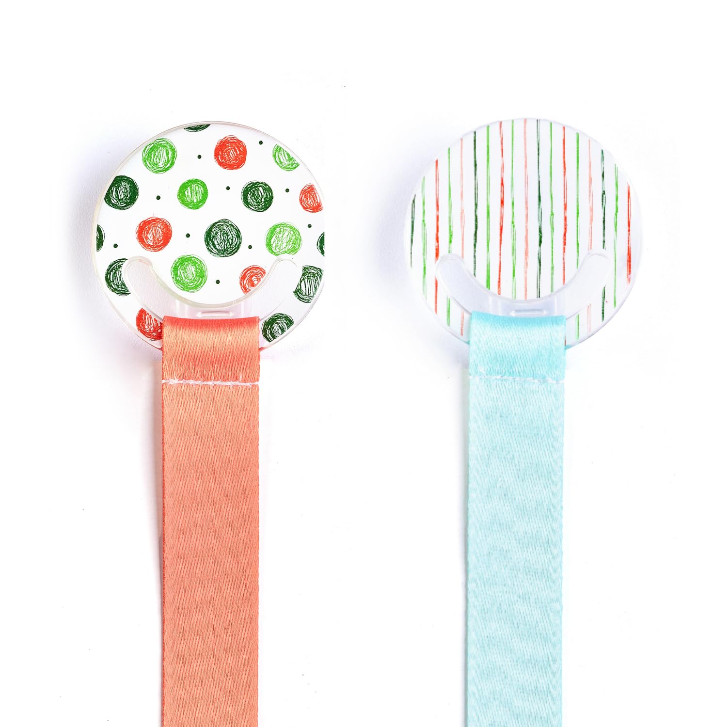 Pacifier Clip Baby Paci Holder Luxury Large 2 Count, Hand Painted DOT and Line