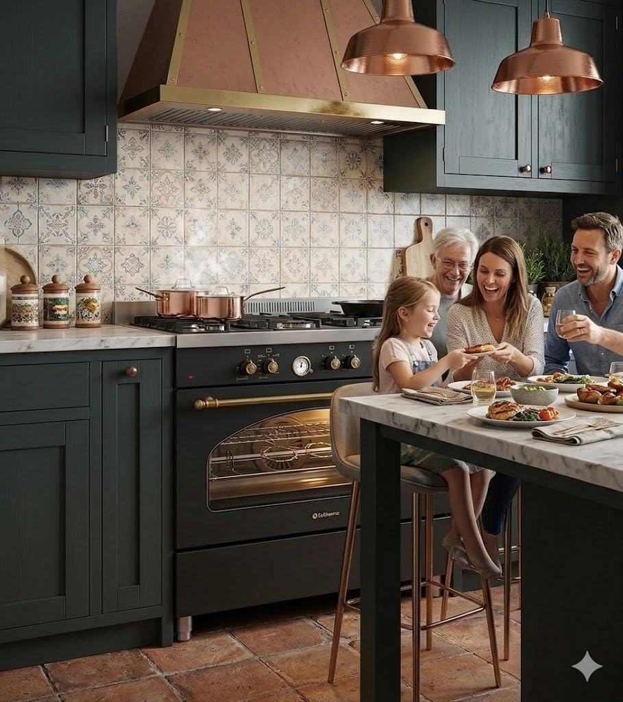 COCINA PROFESIONAL NEGRA RÚSTICA SOLTHERMIC CON HORNO A GAS CON TURBO (104 L), ENCENDIDO AUTOMÁTICO / 5 QUEMADORES (1 TRIPLE WOK) / ENTREGA A DOMICILIO Y RETIRADA DEL USADO GRATIS