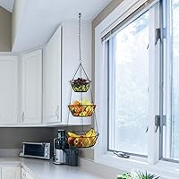 Vista 6 de Heavy Duty - 3 Tier Hanging Kitchen Black Fruit Basket