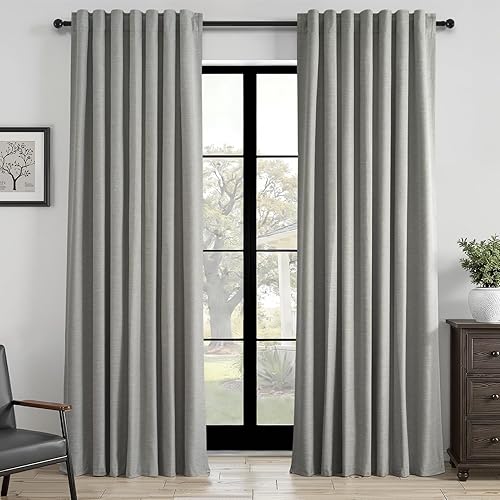 Vista 49 de Topfinel Cortinas Opacas y Cortinajes Marfil Crema de 84 Pulgadas de Largo, Beige con Pliegues Pinzados Completamente Opacas de Lino Natural