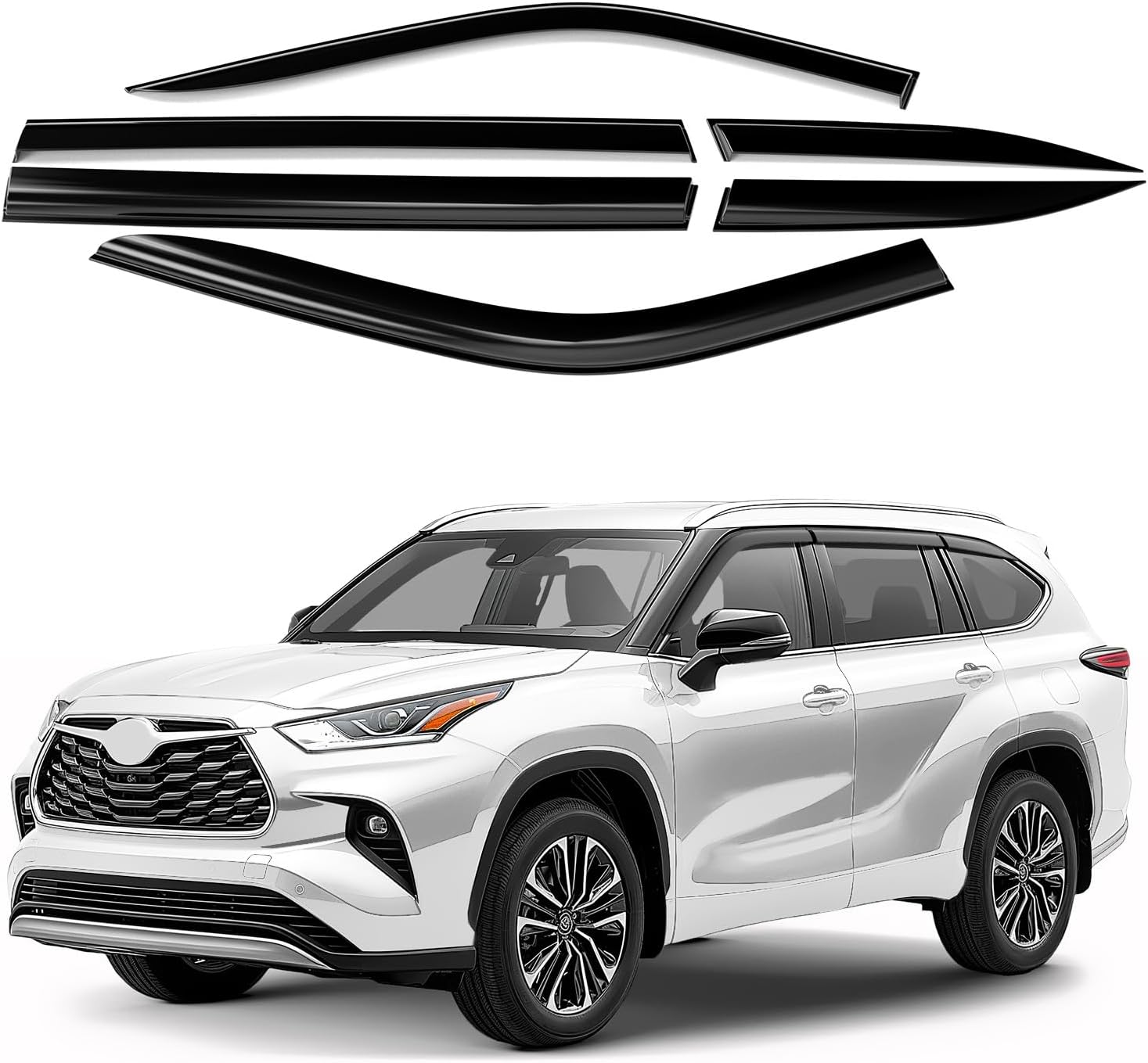 Window Deflectors Smoke Tinted Tape-On Side Window Vent Visor Deflectors Rain Guards Compatible with Mitsubishi Outlander 2014-2021 - 4pcs. GW0857
