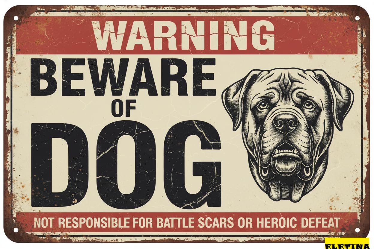 Vintage Metal Tin Sign for Man Cave Beware Of Dog Rottweiler Warning Beware Of Dog S Fence Outdoor Farm Garden Gate Home Yard Decor 8x12 Inch Private Property Decorative