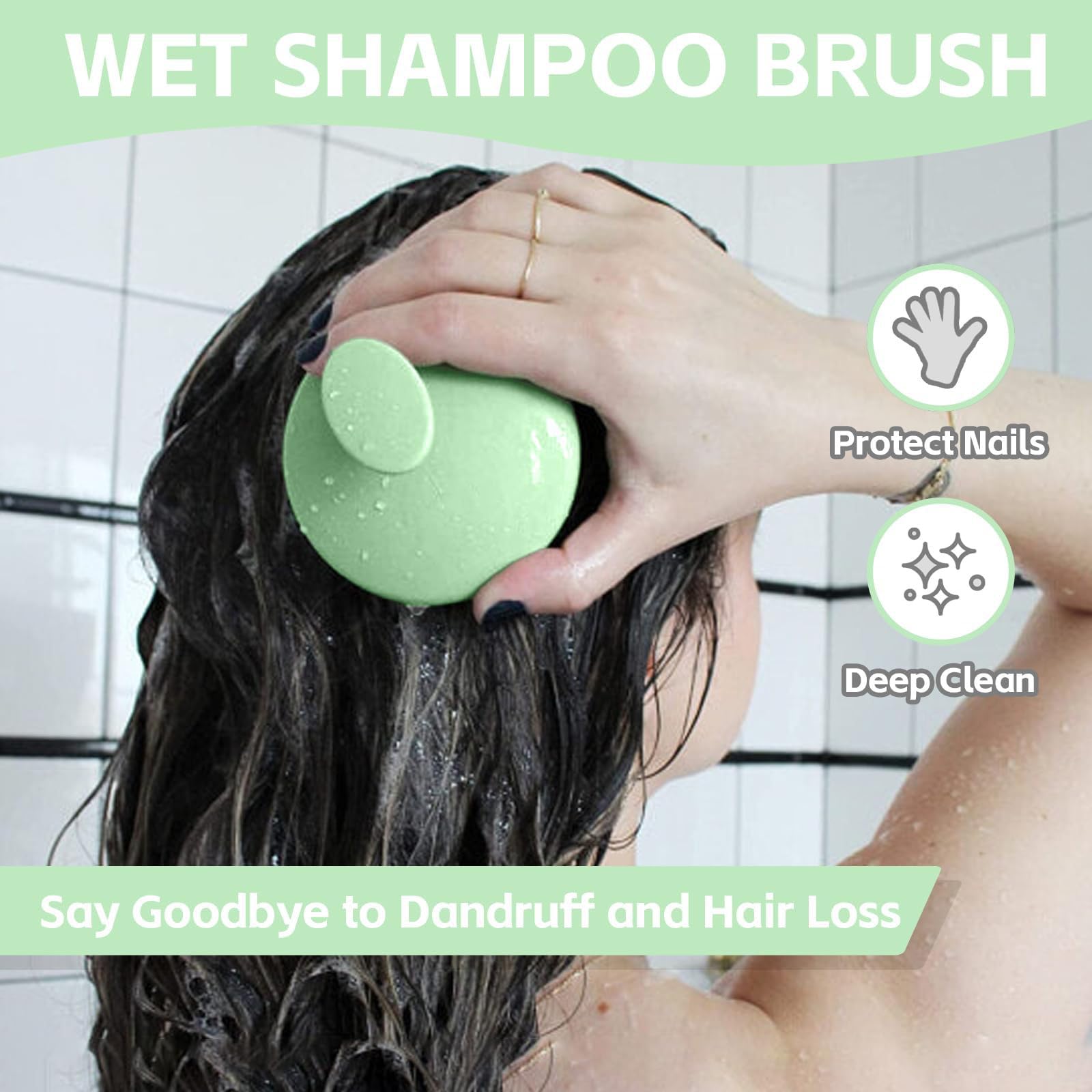 Spazzola per shampoo massaggiatore per cuoio capelluto, setole in silicone morbido Scrubber, uso bagnato/asciutto per la cura del cuoio capelluto di tutti i tipi di capelli