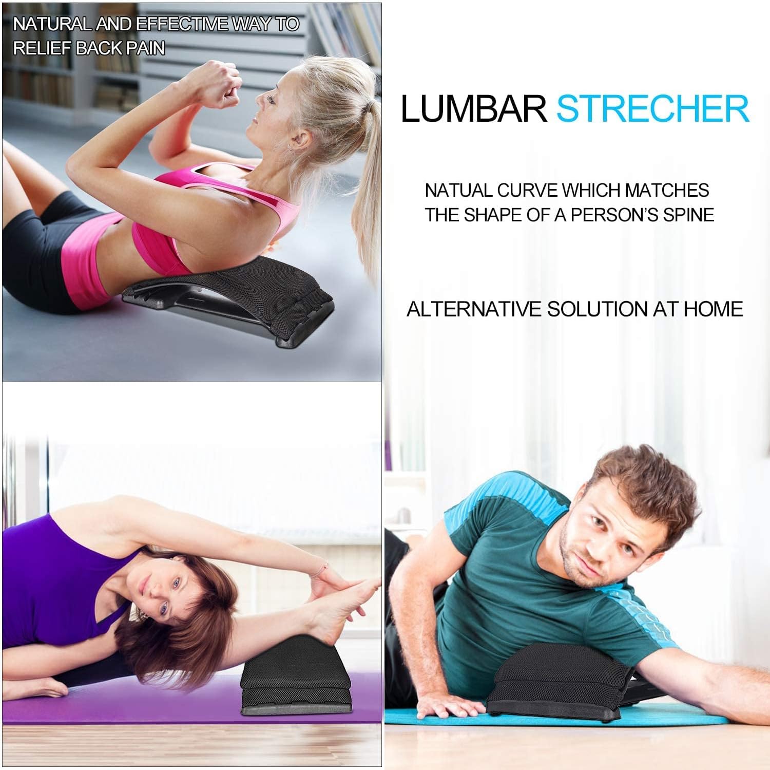 Exclusive Discount 50% Price 2021 Upgrade Multifunction Back Stretching Device Massager and Memory Foam Lumbar Support Pillow for Office Chair , Lower Back Pain Relief