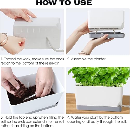 Miniatura 5 de Macetas de riego automático para plantas de interior, paquete de 2 macetas de plástico de 17 pulgadas, macetas para plantas de interior y exterior,