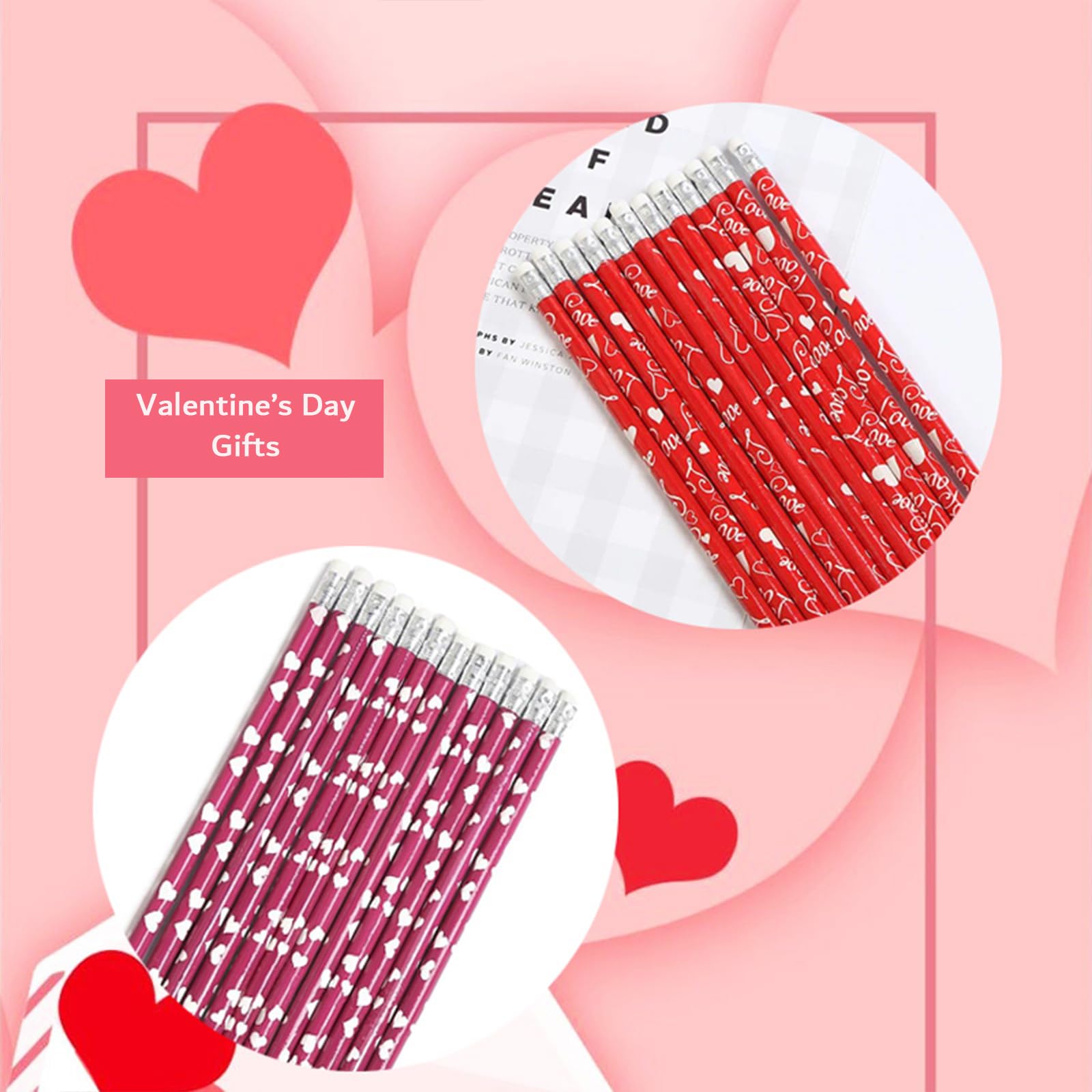 72 lápices para el día de San Valentín, lápices de corazón de madera, regalos de fiesta, lápices de madera, para niños, regalos de intercambio de niños, recompensas escolares, regalos de