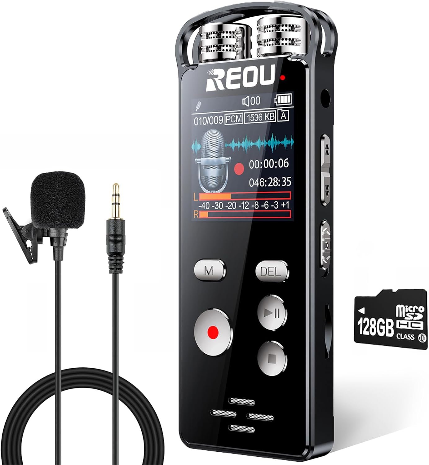 136GB Digital Voice Recorder with Playback for Lectures Meetings – REOU 36,720 Minutes Sound Audio Recorder Dictaphone Recording Device with Microphone, Voice Activated, Level Control, USB-C,Password