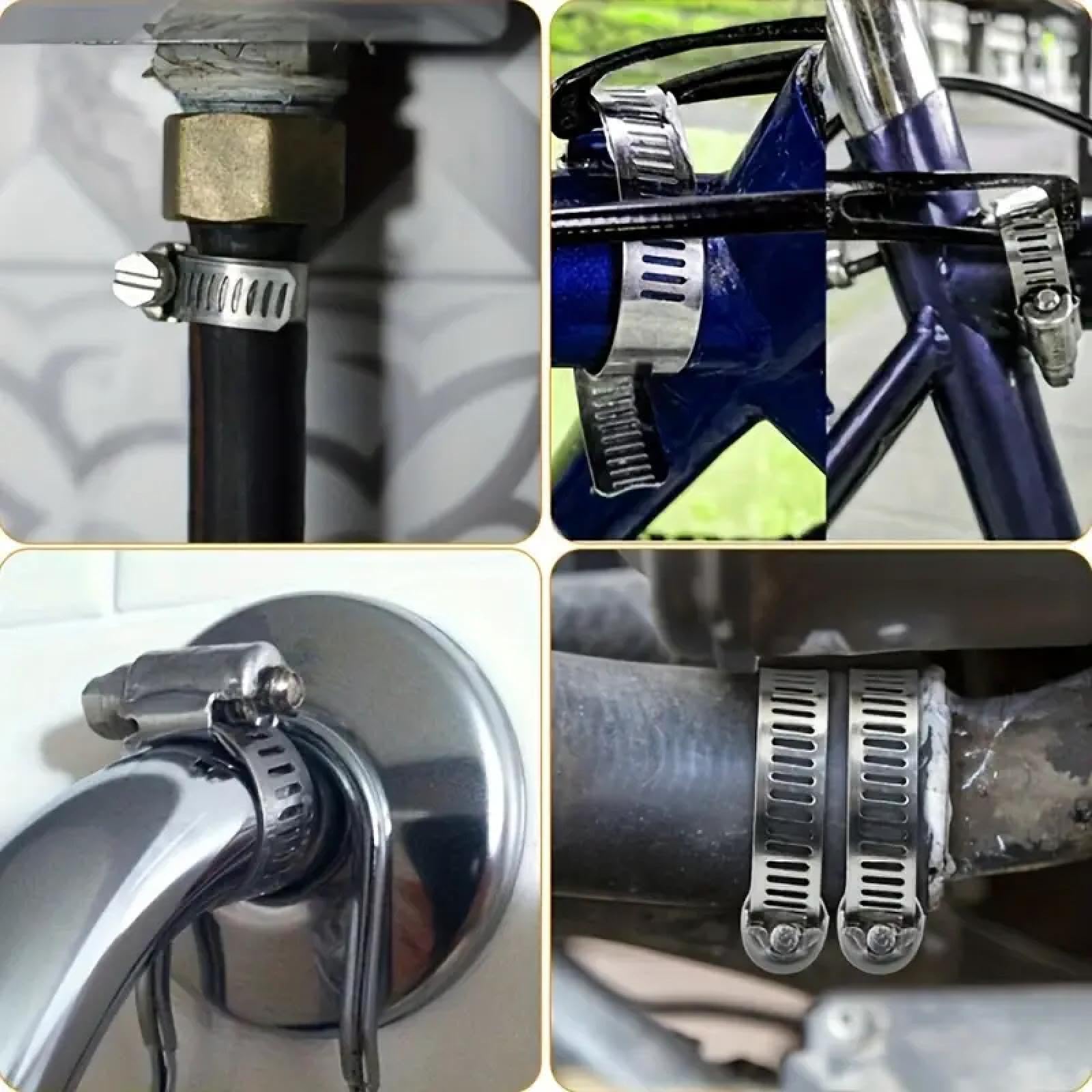 Juego de 10 abrazaderas de manguera de acero inoxidable ajustables de 8-25 mm para manguera de combustible, abrazadera de tornillo sin fin, herramienta fija para tuberías automotrices (10 unidades de