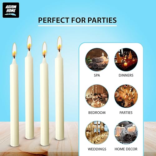 Miniatura 116 de Axiom Candles Velas altas sin goteo de 10 pulgadas sin perfume y sin humo, 9 horas de tiempo de combustión, velas cónicas para el hogar, cenas