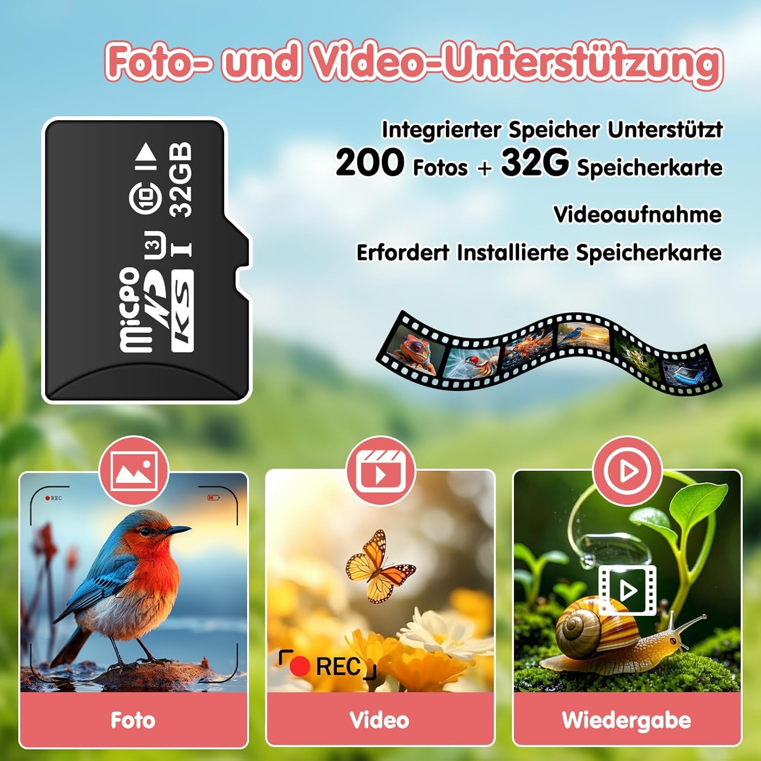2-in-1 Digitales Mikroskop für Kinder und Teleskop, Tragbares Taschenmikroskop mit 32GB Speicherkarte, 1000X Handy Kindermikroskop mit 2.0" IPS Bildschirm & 8 LED Licht, Geschenk ab 3 Jahren