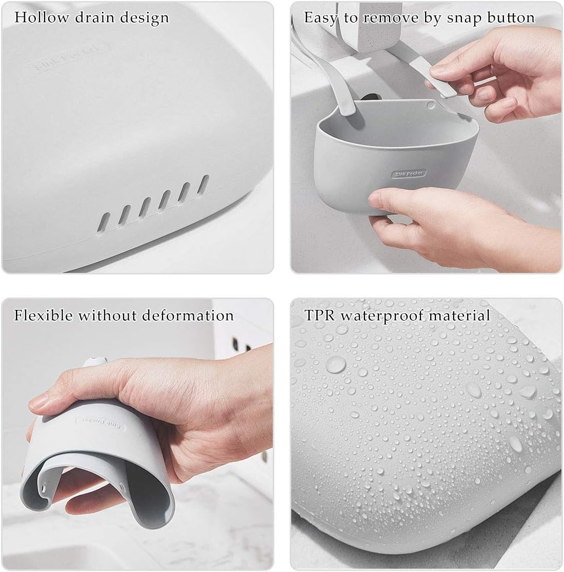 Gwolf Porte-éponge 2 Pièces: Organisez Votre Évier de Cuisine Facilement - Image détaillée