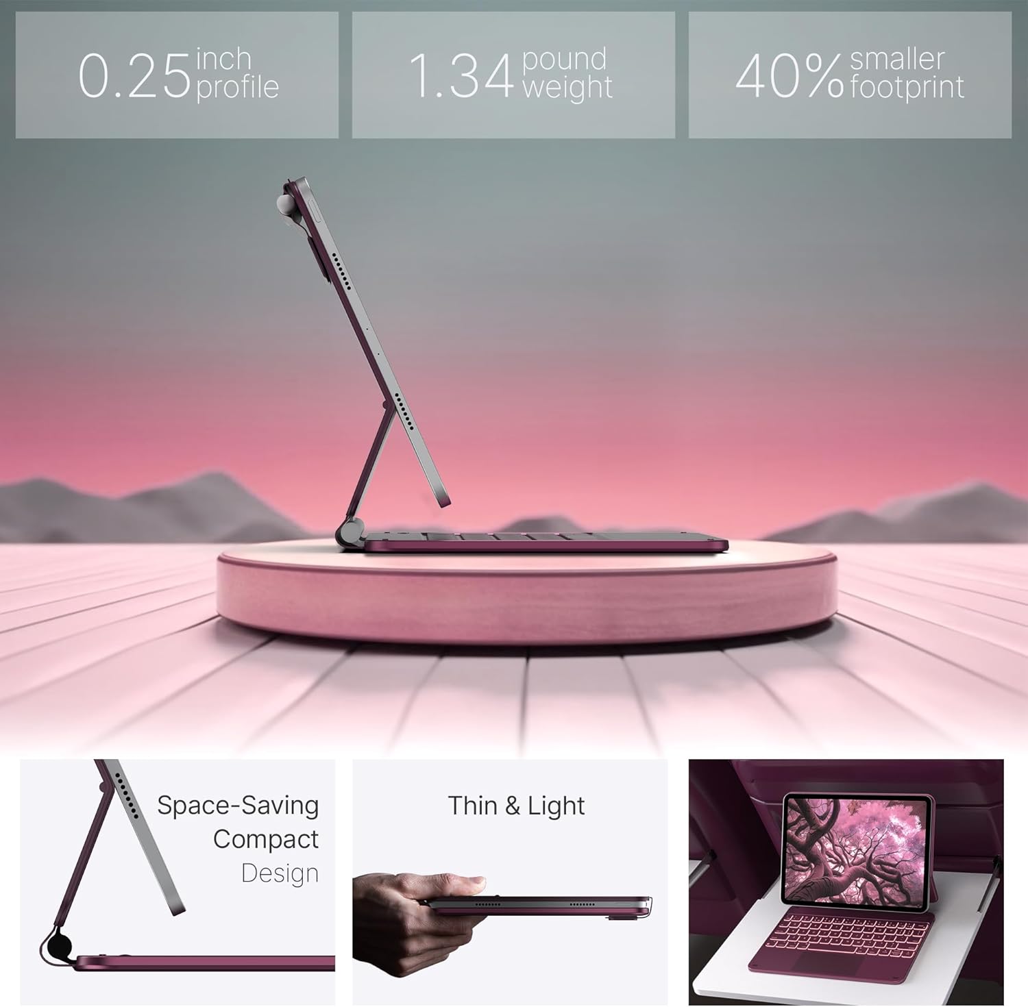 typecase Edge Keyboard Case for iPad Air 11-inch(M3/M2, 2025/2024), iPad Pro 11-inch(4th/3rd/2nd/1st Gen) & iPad Air 10.9-inch 5/4th Gen, Multi-Touch Trackpad, 11-Color Backlight, Raspberry - Image 6