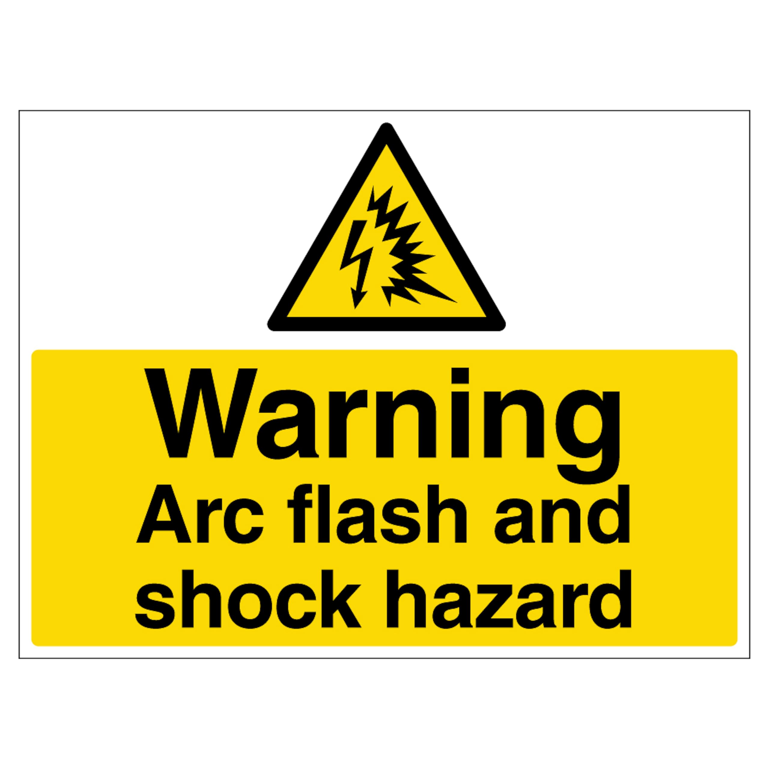 Warning Arc flash and shock hazard - Landscape 300 x 200 mm - 1mm Rigid Plastic