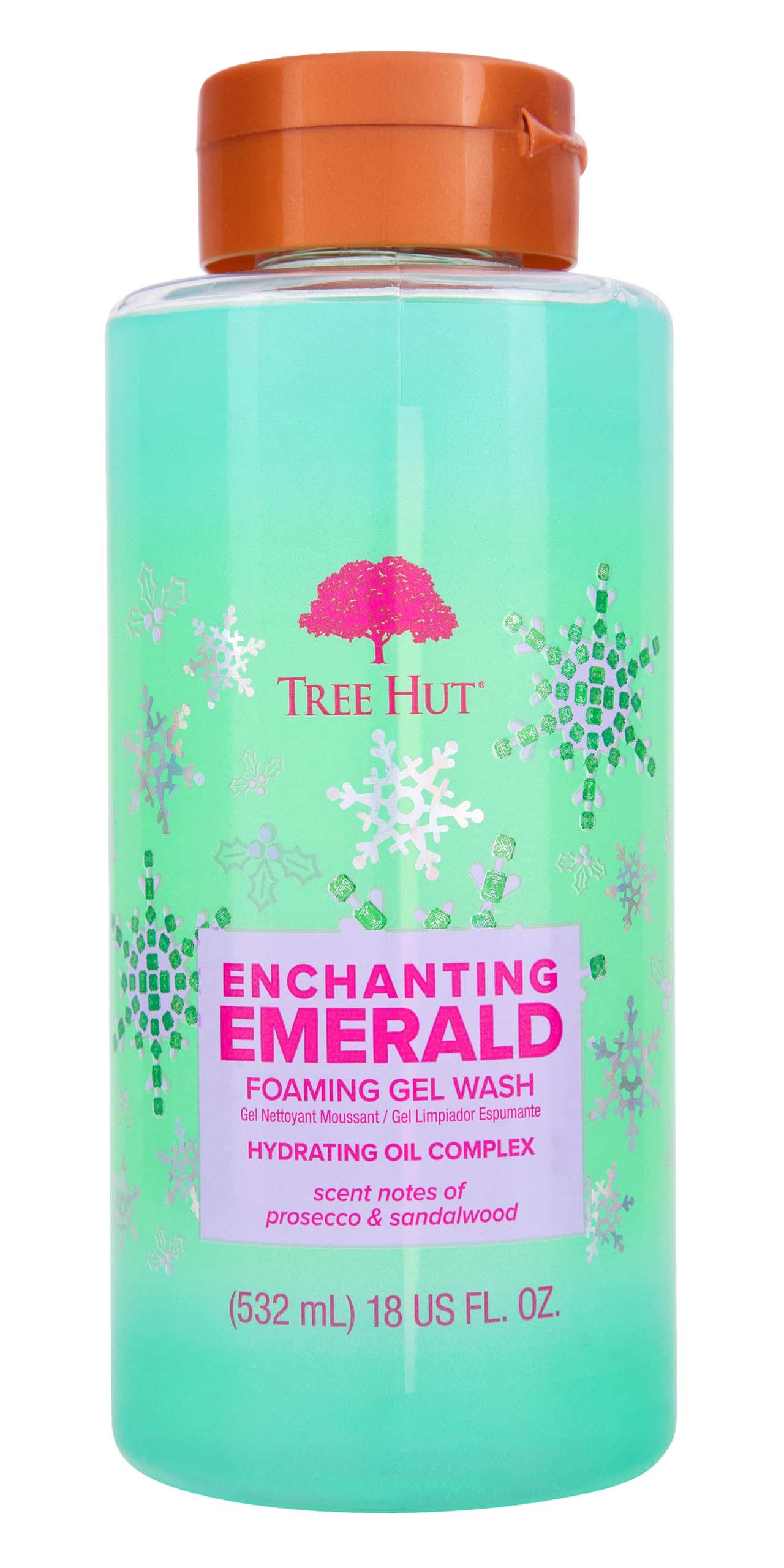 Tree Hut Enchanting Emerald Foaming Gel Wash | Cleanse & Soothe Skin Without Stripping Moisture | Made with our Hydrating Oil Complex | Limited Edition Holiday | 18 fl oz.