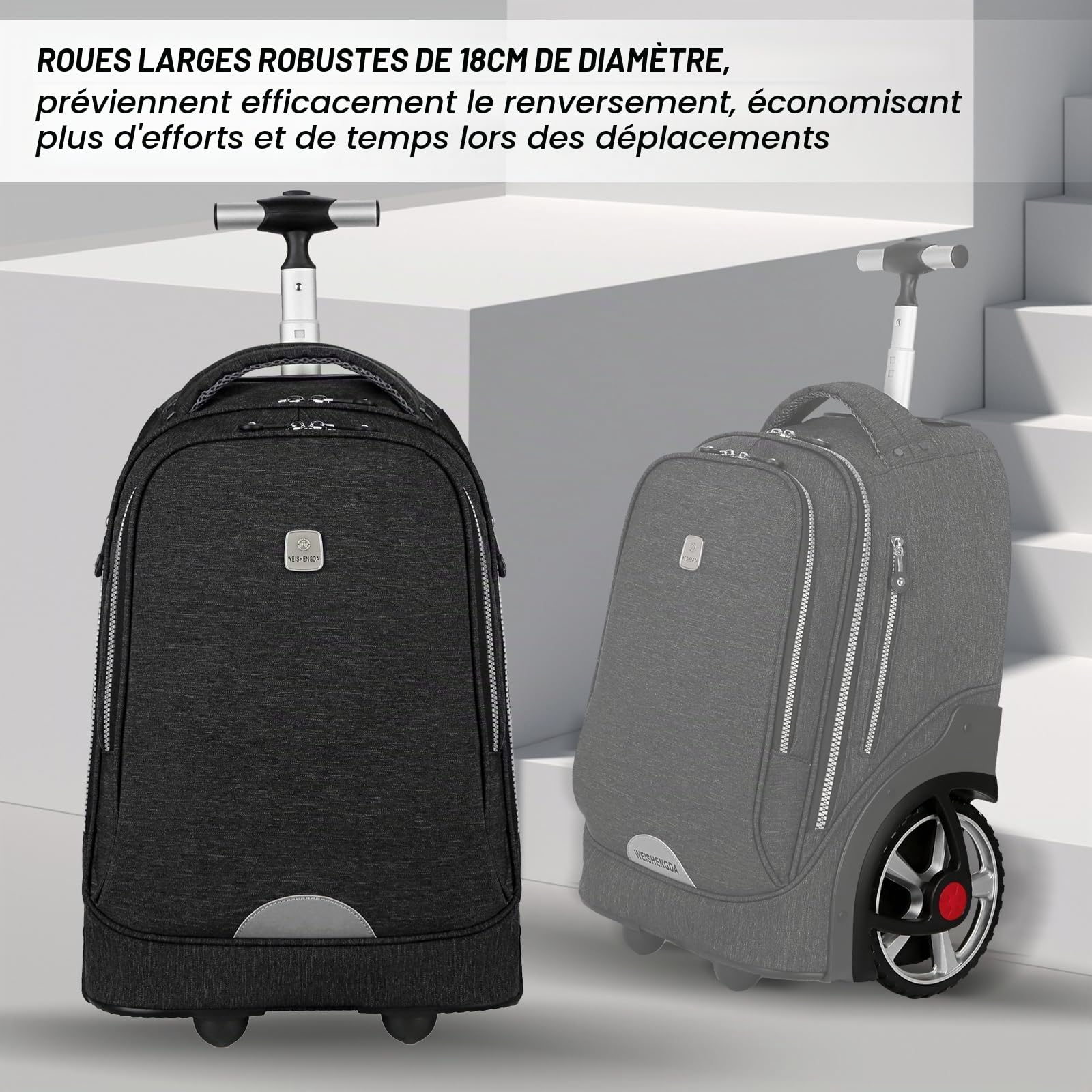 Hivexagon Sacoche à roulettes pour Ordinateur Portable, Sac à Livres à roulettes pour Adolescents, Sacs de Voyage à roulettes, Valise et Porte-Documents avec roulettes, Sac à Livres à