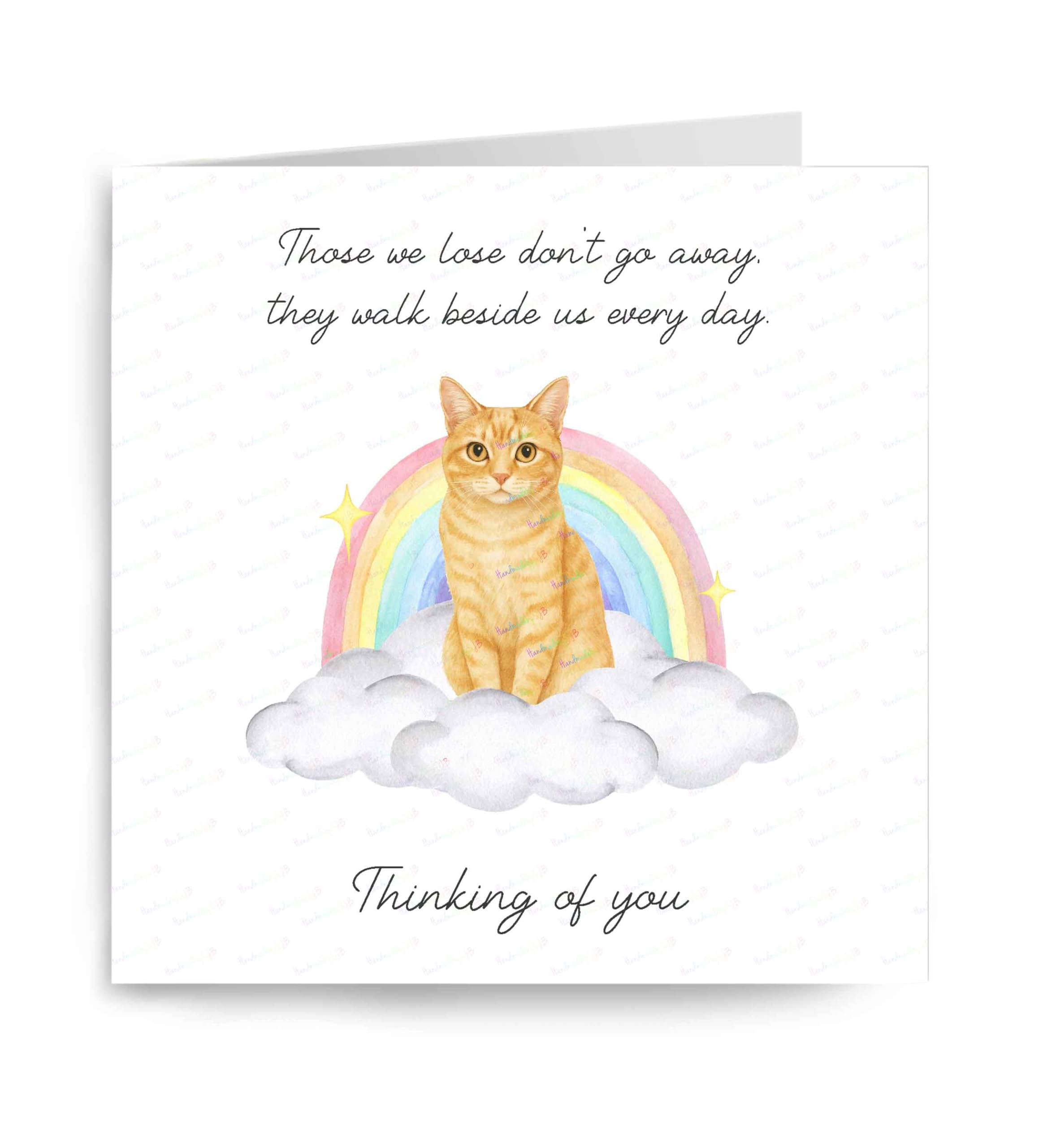 Domestic Shorhair Cat (Ginger Tabby) Sympathy Card, Sentimental Thinking of You Cat Loss Card, Sorry For Your Loss Card, Rainbow Bridge Cat Card, Cat Condolence Card, 6"x6", Blank Inside