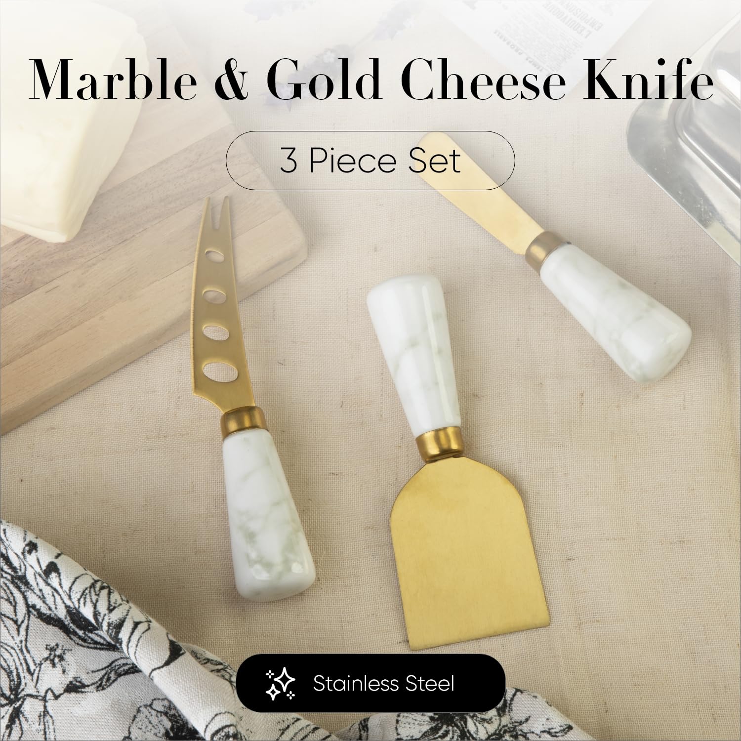 Cheese Knife Set, Set of 3 Cheese Knives, 12cm Length Each