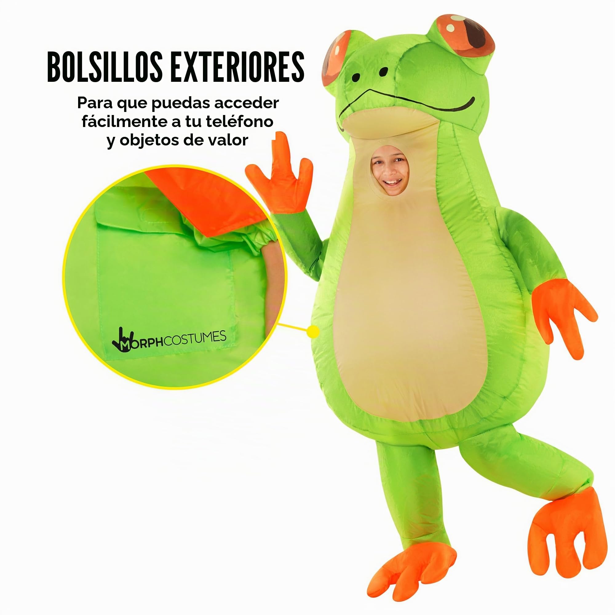 Morph Disfraz Rana Inflable Niño y Niña, Disfraces para Carnaval y Halloween
