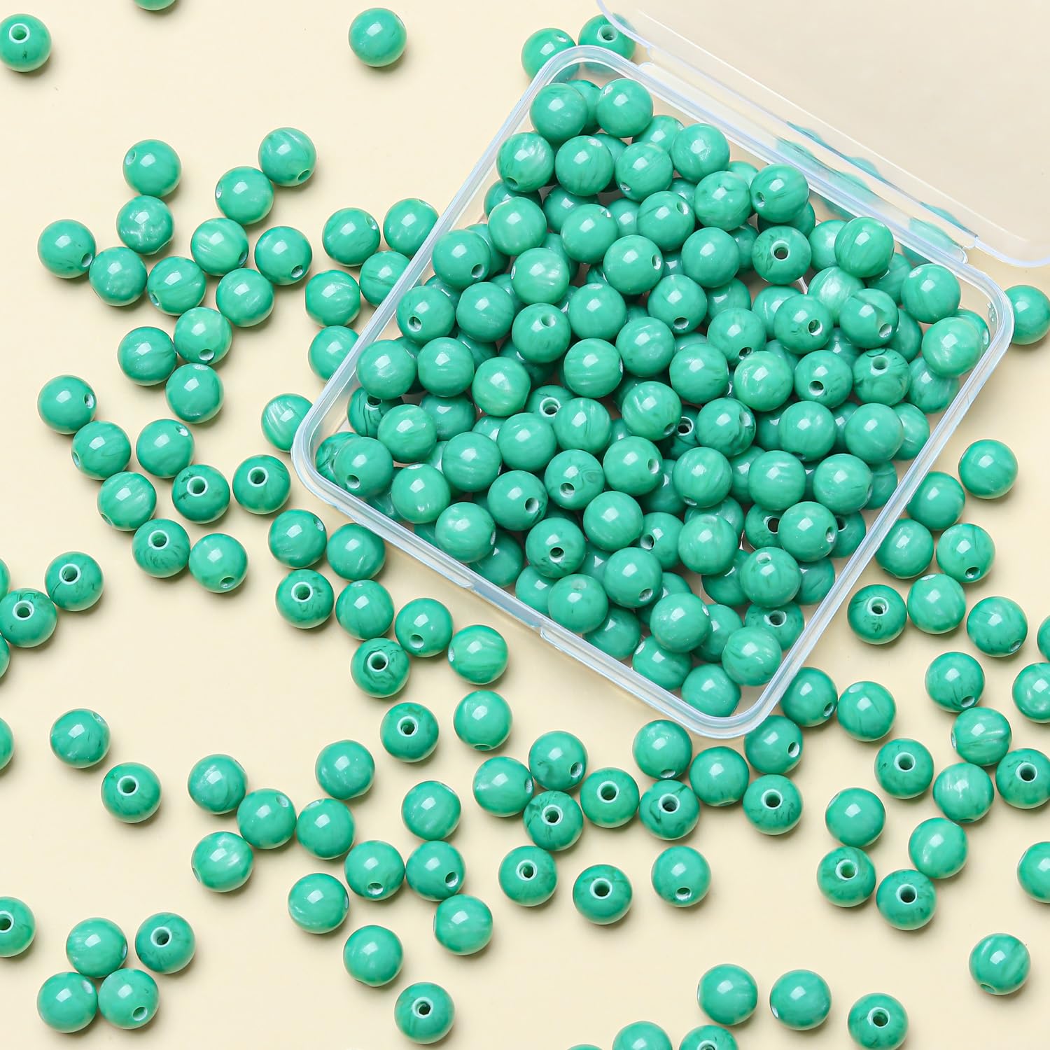 Gkelaly 8mm Turquoise Blue Glass Beads for Bracelet Making Bulk, 200pcs Round Crystal Beads for Jewellery Making, Necklaces and Earrings