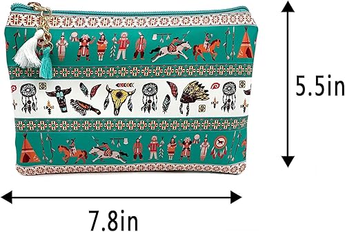 Miniatura 10 de Bonita bolsa de cosméticos pequeña para mujeres y niñas, de piel sintética, pequeña bolsa de aseo de viaje, organizador de accesorios con borla de