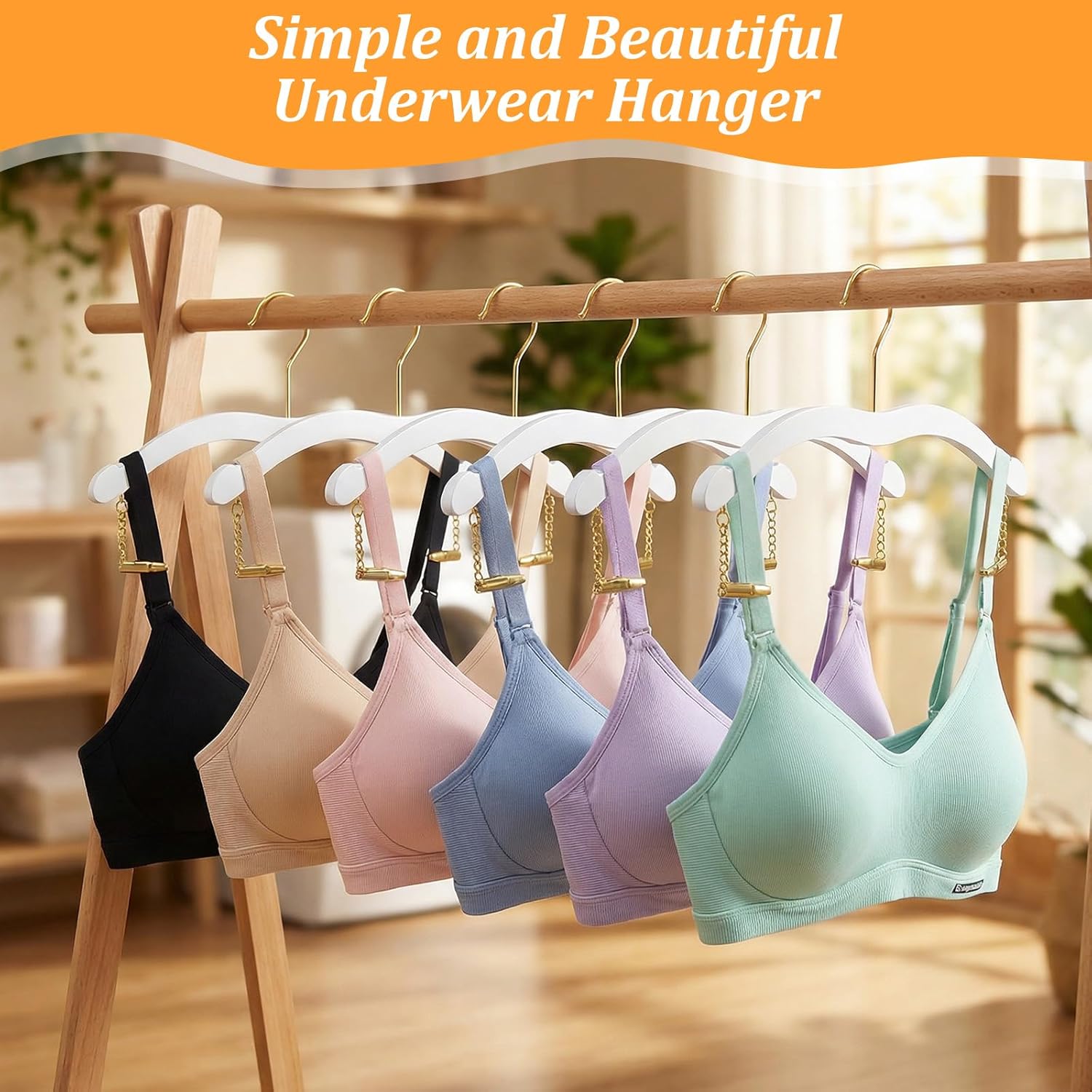 20 Packs Lingerie Hangers with Gold Metal Clips, Grain Bralettes Bikini Hangers,Plastic Material Hanger for Bras,Tank Tops,Bralettes, Bikini