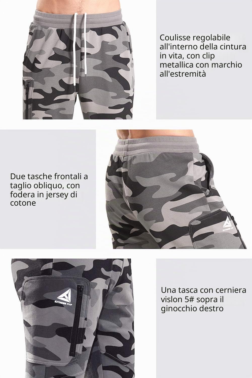 Extreme Pop Uomo Pantaloni Tuta mimetici Militari Pantaloni Stampa Riflettente UK Brand
